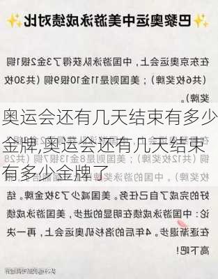 奥运会还有几天结束有多少金牌,奥运会还有几天结束有多少金牌了