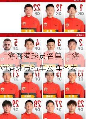 上海海港球员名单,上海海港球员名单及阵容表