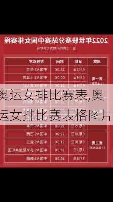 奥运女排比赛表,奥运女排比赛表格图片