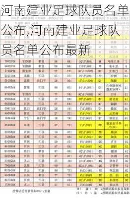 河南建业足球队员名单公布,河南建业足球队员名单公布最新