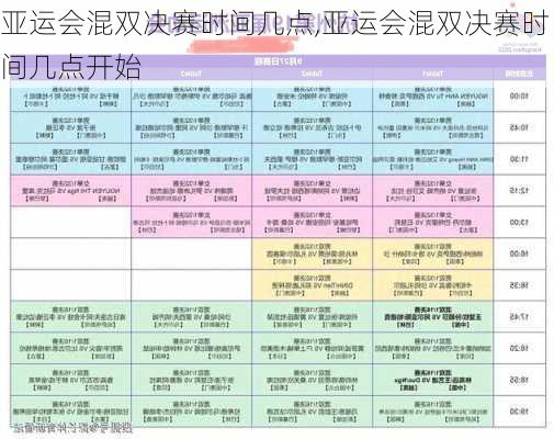 亚运会混双决赛时间几点,亚运会混双决赛时间几点开始