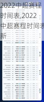 2022中超赛程时间表,2022中超赛程时间表最新