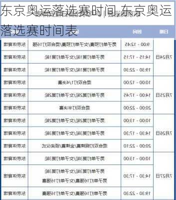 东京奥运落选赛时间,东京奥运落选赛时间表