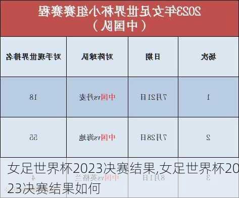 女足世界杯2023决赛结果,女足世界杯2023决赛结果如何