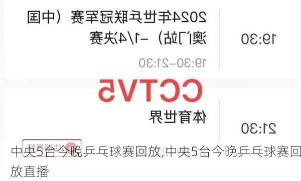 中央5台今晚乒乓球赛回放,中央5台今晚乒乓球赛回放直播