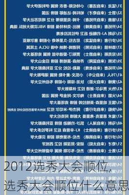 2012选秀大会顺位,选秀大会顺位什么意思