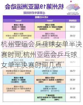 杭州亚运会乒乓球女单半决赛时间,杭州亚运会乒乓球女单半决赛时间几点