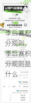 季后赛积分规则,季后赛积分规则是什么