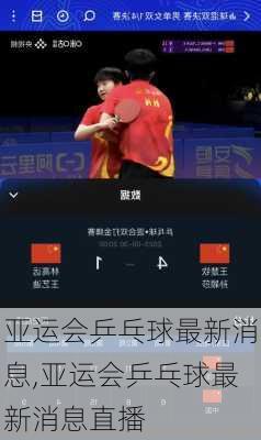 亚运会乒乓球最新消息,亚运会乒乓球最新消息直播