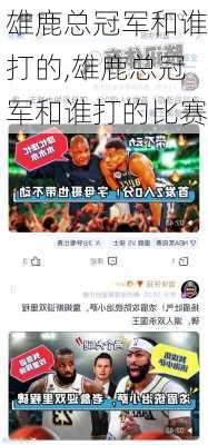 雄鹿总冠军和谁打的,雄鹿总冠军和谁打的比赛
