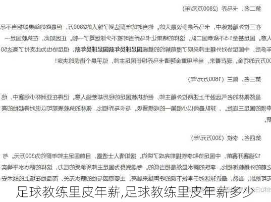 足球教练里皮年薪,足球教练里皮年薪多少