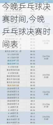 今晚乒乓球决赛时间,今晚乒乓球决赛时间表