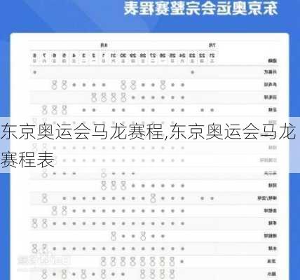东京奥运会马龙赛程,东京奥运会马龙赛程表