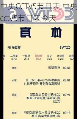 中央CCTV5节目表,中央cctv5节目表今天