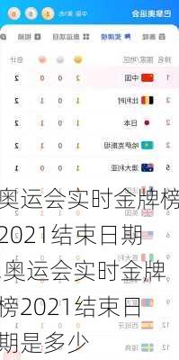 奥运会实时金牌榜2021结束日期,奥运会实时金牌榜2021结束日期是多少