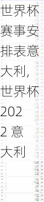 世界杯赛事安排表意大利,世界杯2022 意大利