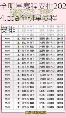 全明星赛程安排2024,cba全明星赛程安排