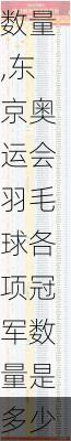 东京奥运会羽毛球各项冠军数量,东京奥运会羽毛球各项冠军数量是多少