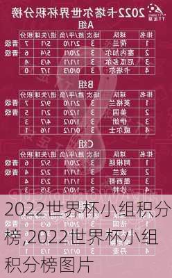 2022世界杯小组积分榜,2022世界杯小组积分榜图片