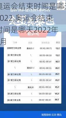 奥运会结束时间是哪天2022,奥运会结束时间是哪天2022年8月