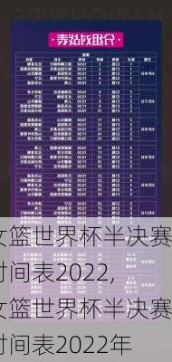 女篮世界杯半决赛时间表2022,女篮世界杯半决赛时间表2022年