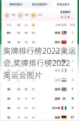 奖牌排行榜2022奥运会,奖牌排行榜2022奥运会图片