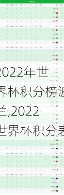 2022年世界杯积分榜波兰,2022世界杯积分表