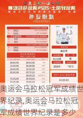 奥运会马拉松冠军成绩世界纪录,奥运会马拉松冠军成绩世界纪录是多少