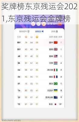 奖牌榜东京残运会2021,东京残运会金牌榜