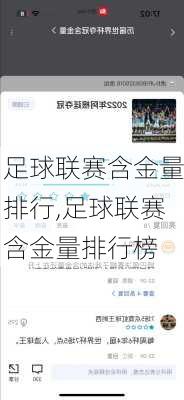 足球联赛含金量排行,足球联赛含金量排行榜