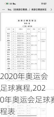 2020年奥运会足球赛程,2020年奥运会足球赛程表