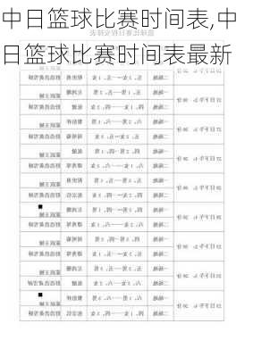 中日篮球比赛时间表,中日篮球比赛时间表最新