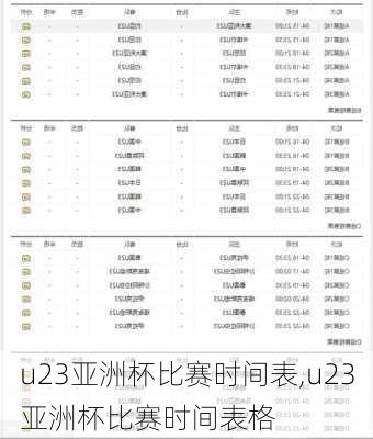 u23亚洲杯比赛时间表,u23亚洲杯比赛时间表格