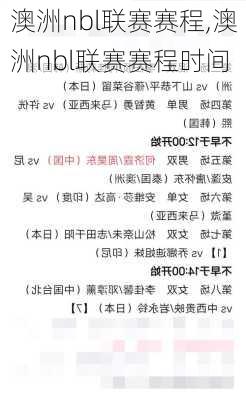 澳洲nbl联赛赛程,澳洲nbl联赛赛程时间