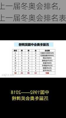 上一届冬奥会排名,上一届冬奥会排名表