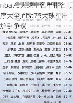 nba75大球星名单排名顺序大全,nba75大球星出炉引争议