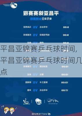 平昌亚锦赛乒乓球时间,平昌亚锦赛乒乓球时间几点