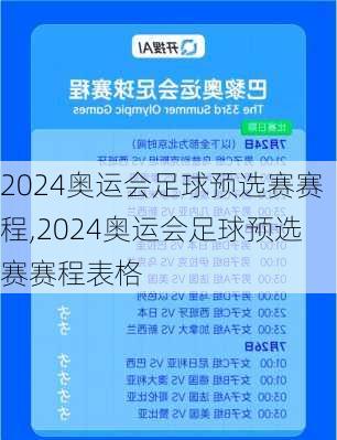 2024奥运会足球预选赛赛程,2024奥运会足球预选赛赛程表格