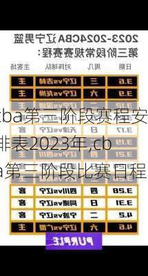 cba第三阶段赛程安排表2023年,cba第三阶段比赛日程