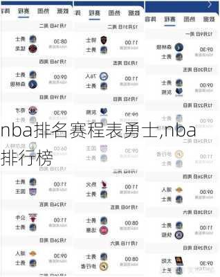 nba排名赛程表勇士,nba 排行榜