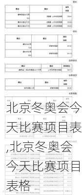 北京冬奥会今天比赛项目表,北京冬奥会今天比赛项目表格