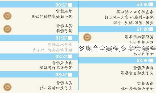 冬奥会全赛程,冬奥会 赛程
