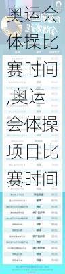 奥运会体操比赛时间,奥运会体操项目比赛时间