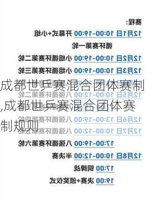 成都世乒赛混合团体赛制,成都世乒赛混合团体赛制规则