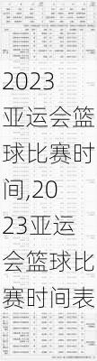 2023亚运会篮球比赛时间,2023亚运会篮球比赛时间表
