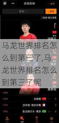 马龙世界排名怎么到第三了,马龙世界排名怎么到第三了呢