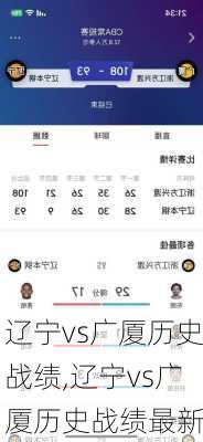 辽宁vs广厦历史战绩,辽宁vs广厦历史战绩最新