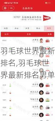 羽毛球世界最新排名,羽毛球世界最新排名男单