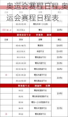 奥运会赛程日程,奥运会赛程日程表