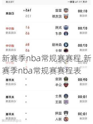 新赛季nba常规赛赛程,新赛季nba常规赛赛程表
